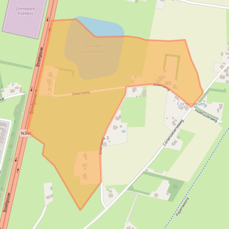 Kaart van postcodegebied 6971JC.