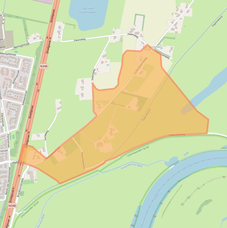 Kaart van postcodegebied 6971JJ.