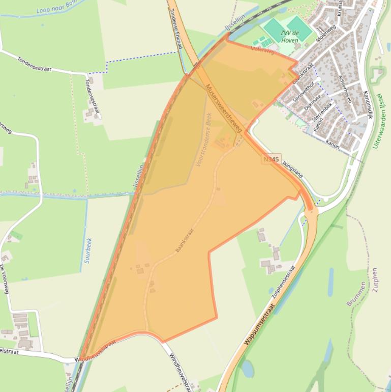 Kaart van postcodegebied 6971JW.