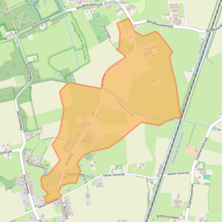 Kaart van postcodegebied 6971KM.