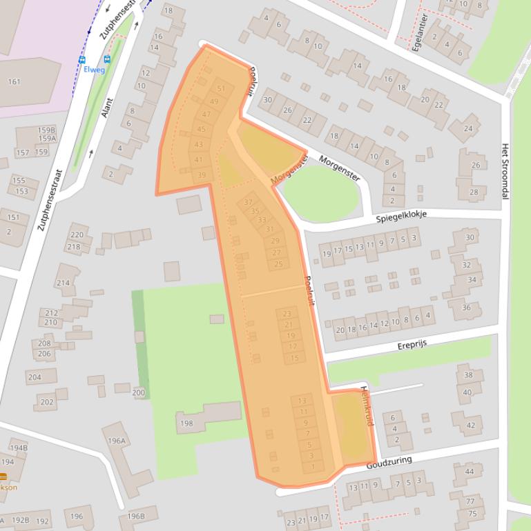 Kaart van postcodegebied 6971MK.