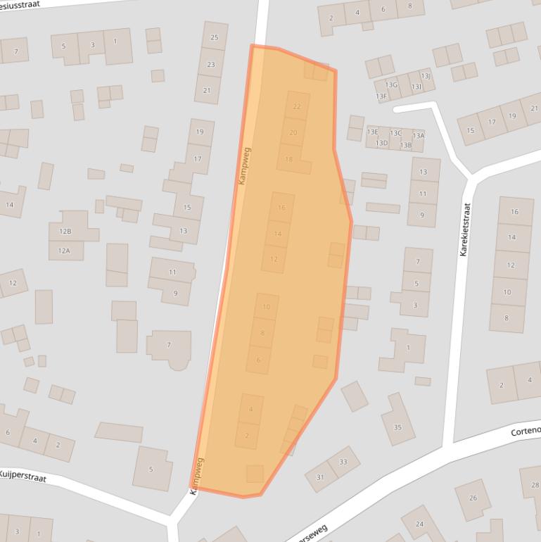 Kaart van postcodegebied 6971XD.