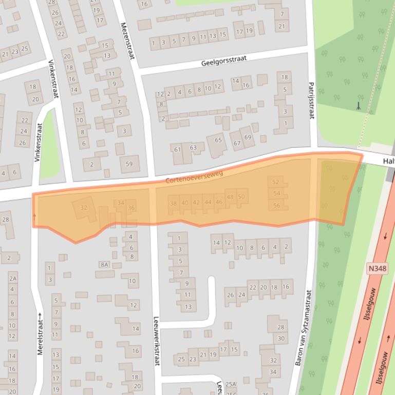Kaart van postcodegebied 6971XZ.