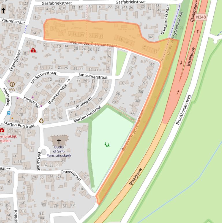 Kaart van postcodegebied 6971ZR.