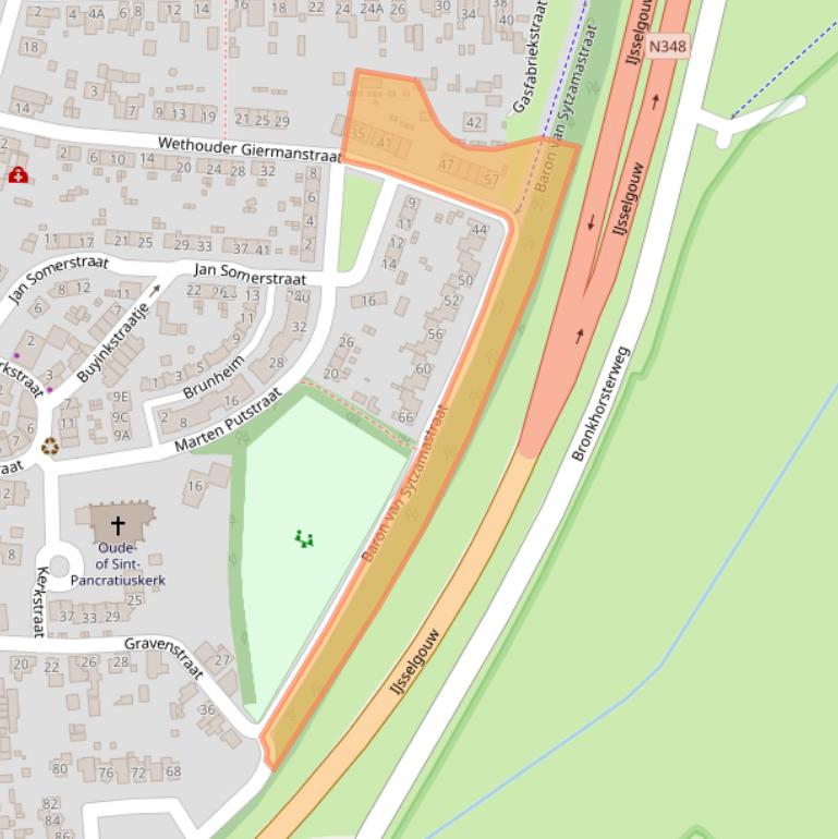 Kaart van postcodegebied 6971ZS.