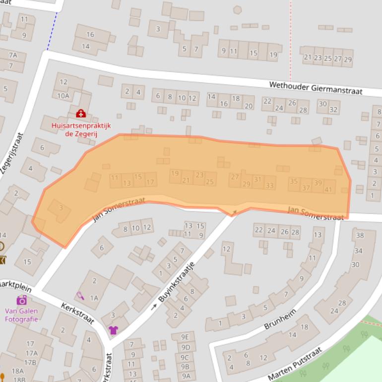 Kaart van postcodegebied 6971ZW.