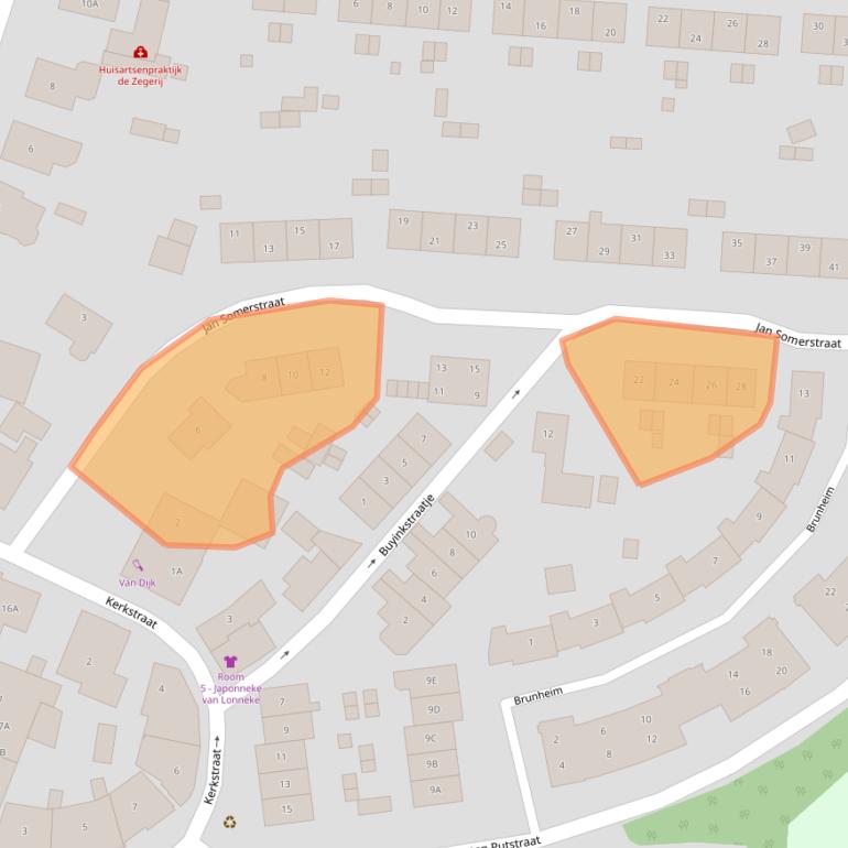 Kaart van postcodegebied 6971ZX.