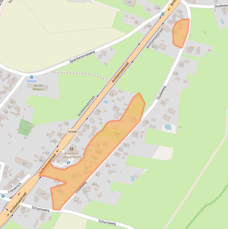 Kaart van postcodegebied 6974AE.