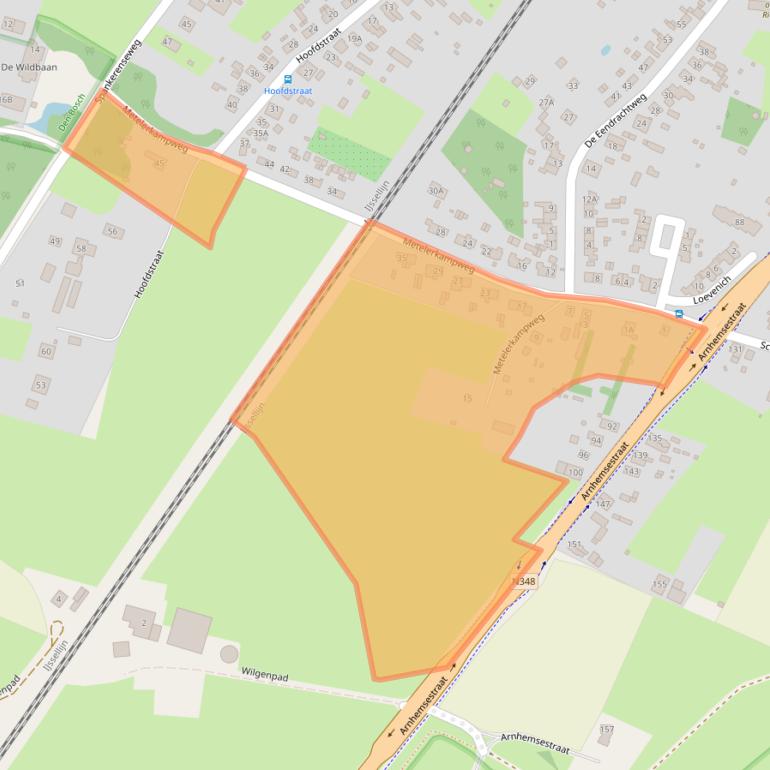 Kaart van postcodegebied 6974AS.