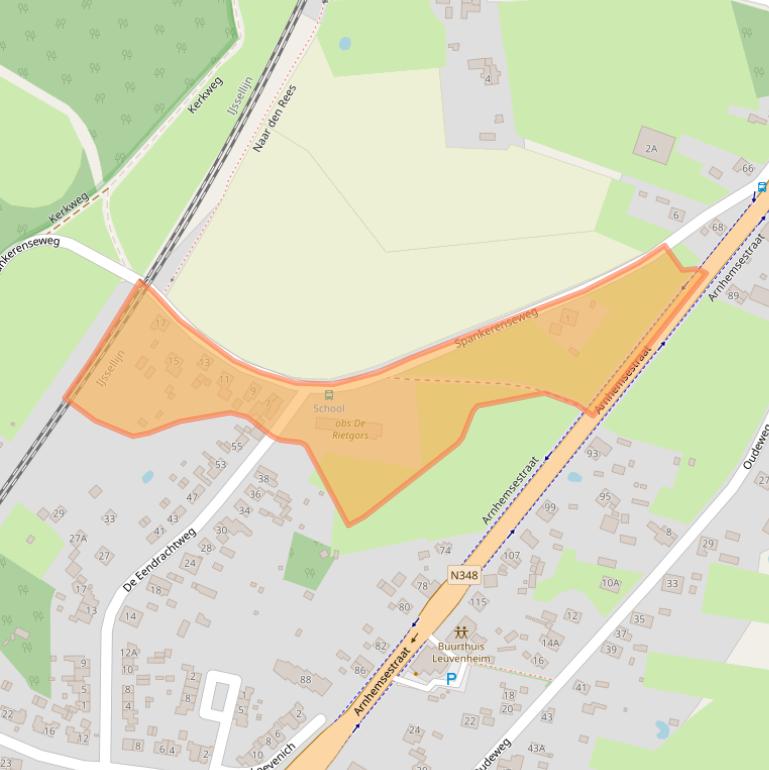 Kaart van postcodegebied 6974BA.