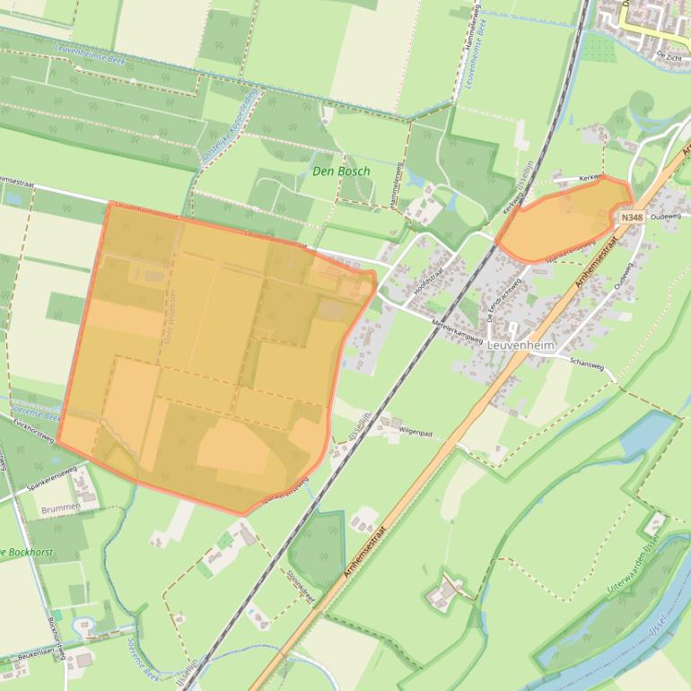 Kaart van postcodegebied 6974BC.