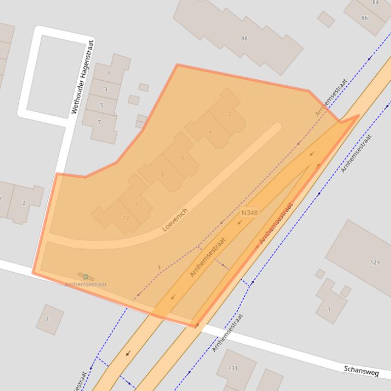 Kaart van postcodegebied 6974CB.