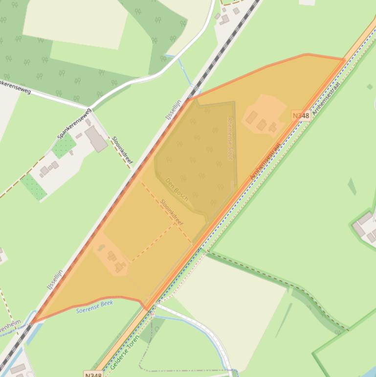 Kaart van postcodegebied 6974LC.