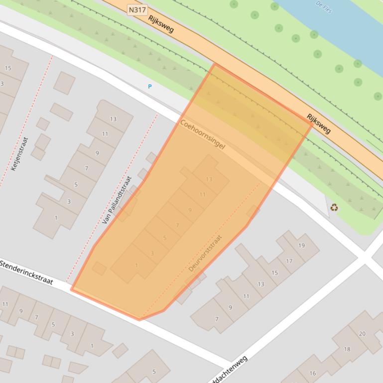 Kaart van postcodegebied 6981JW.