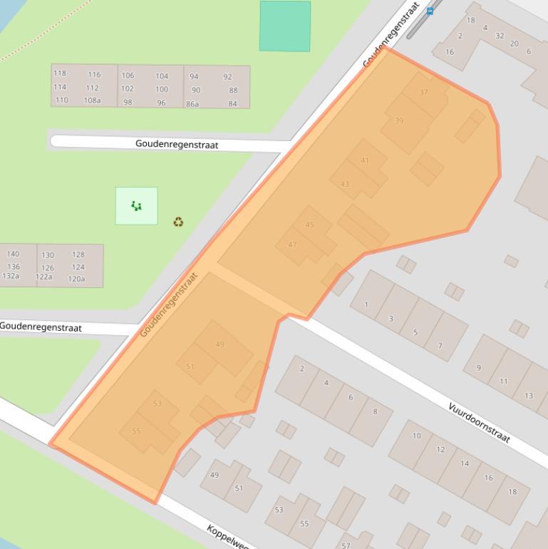 Kaart van postcodegebied 6982BP.