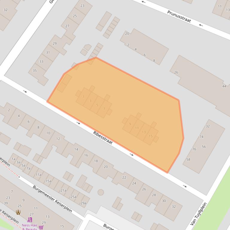 Kaart van postcodegebied 6982CD.