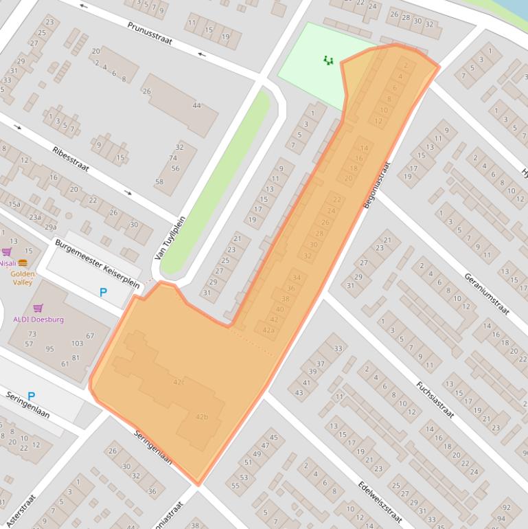 Kaart van postcodegebied 6982CW.