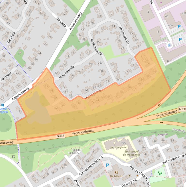 Kaart van postcodegebied 6983BH.