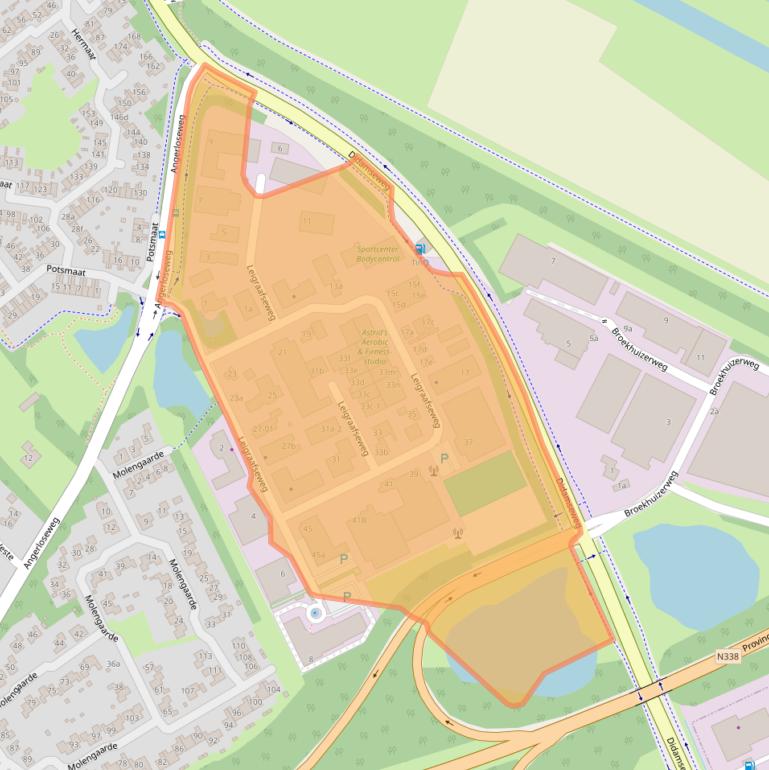 Kaart van postcodegebied 6983BR.