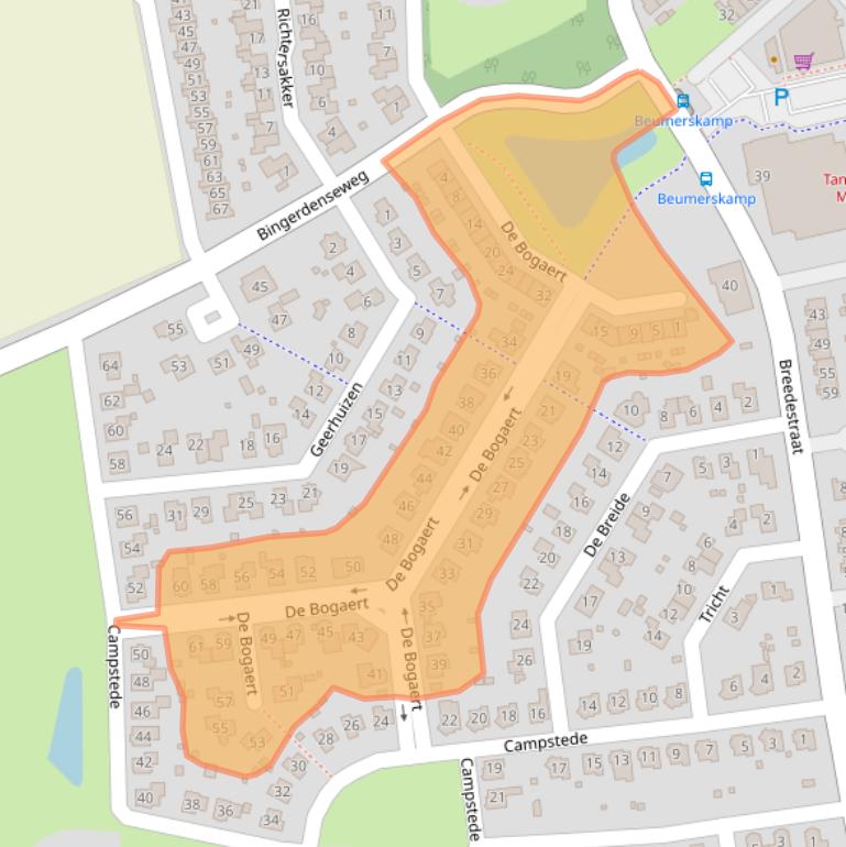 Kaart van postcodegebied 6983HE.