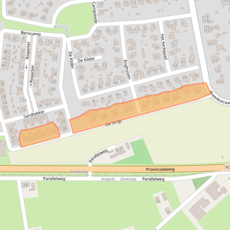 Kaart van postcodegebied 6983HR.