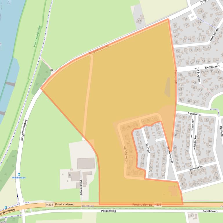 Kaart van postcodegebied 6983HZ.