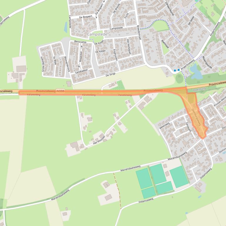 Kaart van postcodegebied 6986AB.