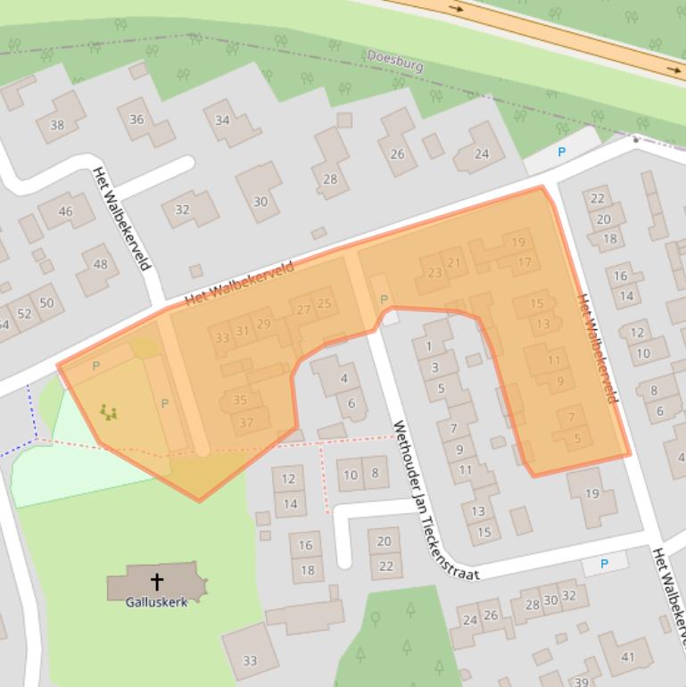 Kaart van postcodegebied 6986AW.