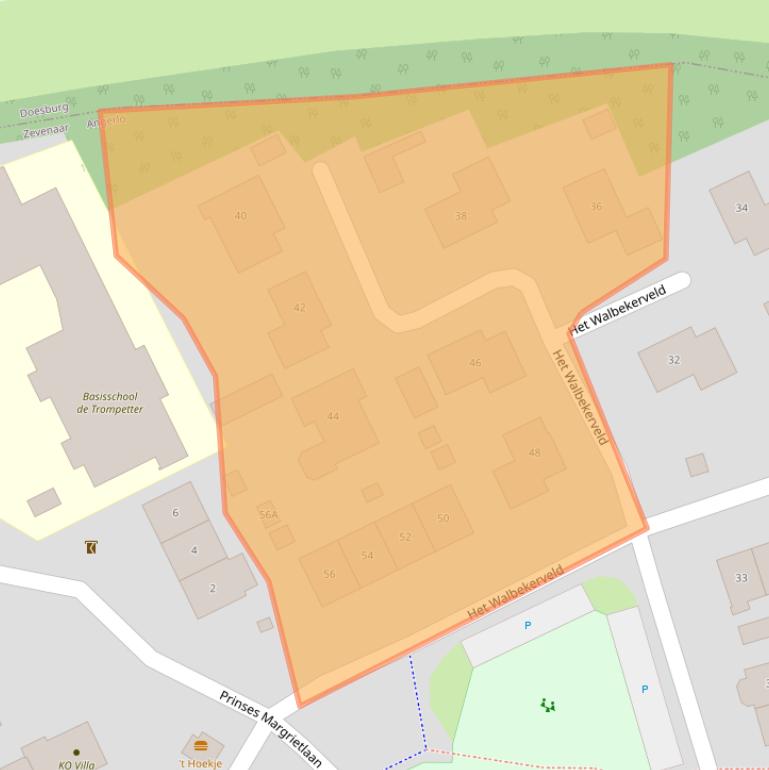 Kaart van postcodegebied 6986AZ.