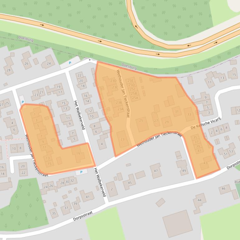 Kaart van postcodegebied 6986BA.