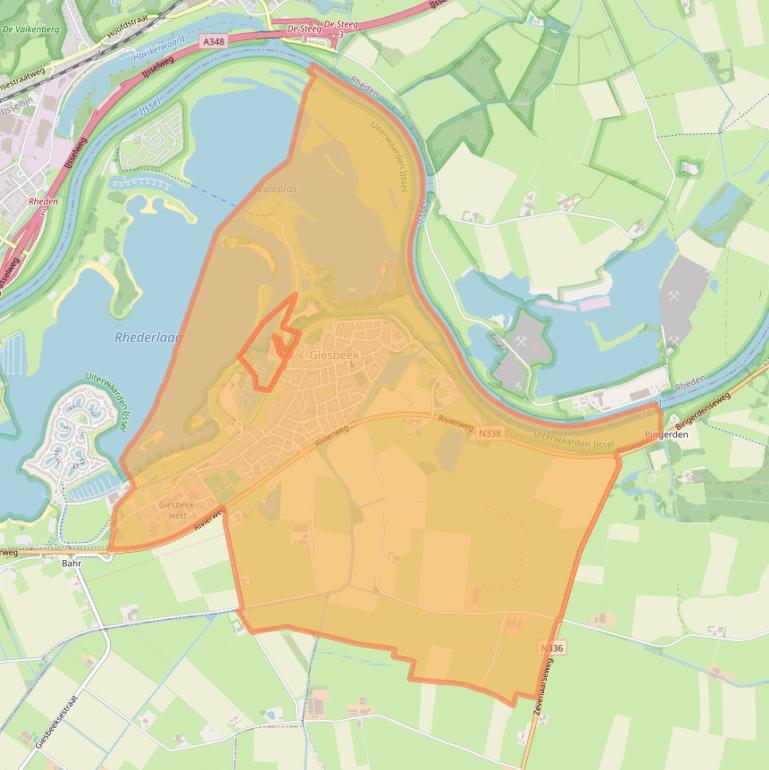 Kaart van postcodegebied 6987.