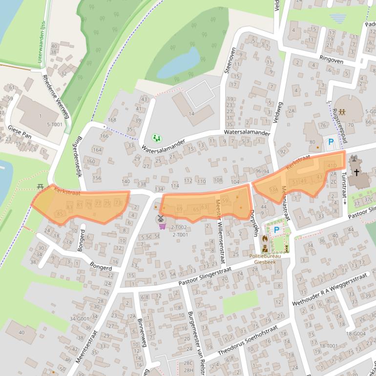 Kaart van postcodegebied 6987AB.