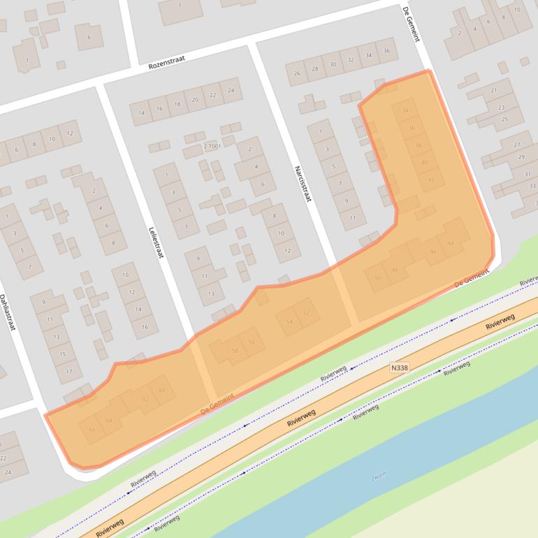 Kaart van postcodegebied 6987AW.