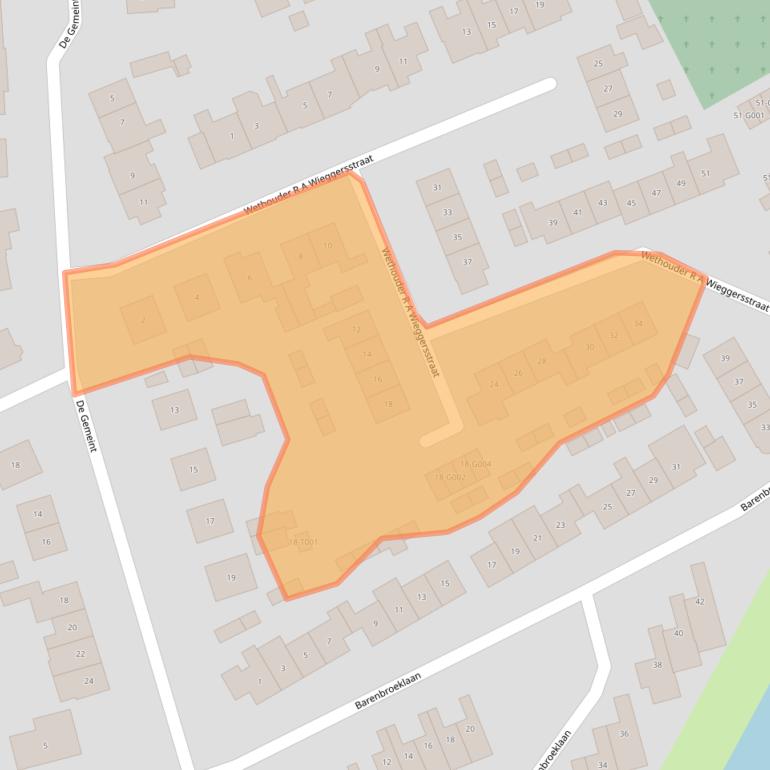 Kaart van postcodegebied 6987BE.