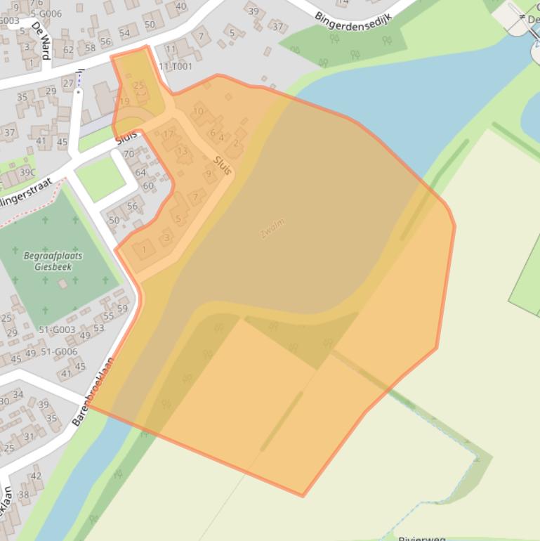 Kaart van postcodegebied 6987BZ.