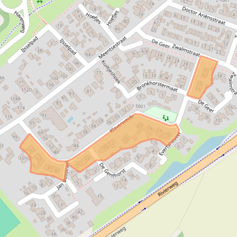 Kaart van postcodegebied 6987DA.