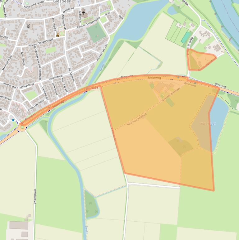 Kaart van postcodegebied 6987EH.