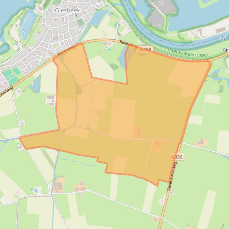 Kaart van postcodegebied 6987EJ.