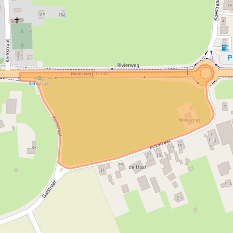 Kaart van postcodegebied 6988AB.