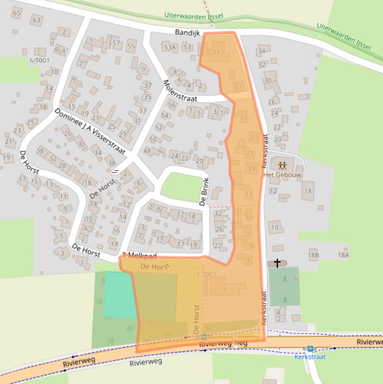 Kaart van postcodegebied 6988AE.