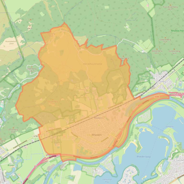 Kaart van postcodegebied 6991.