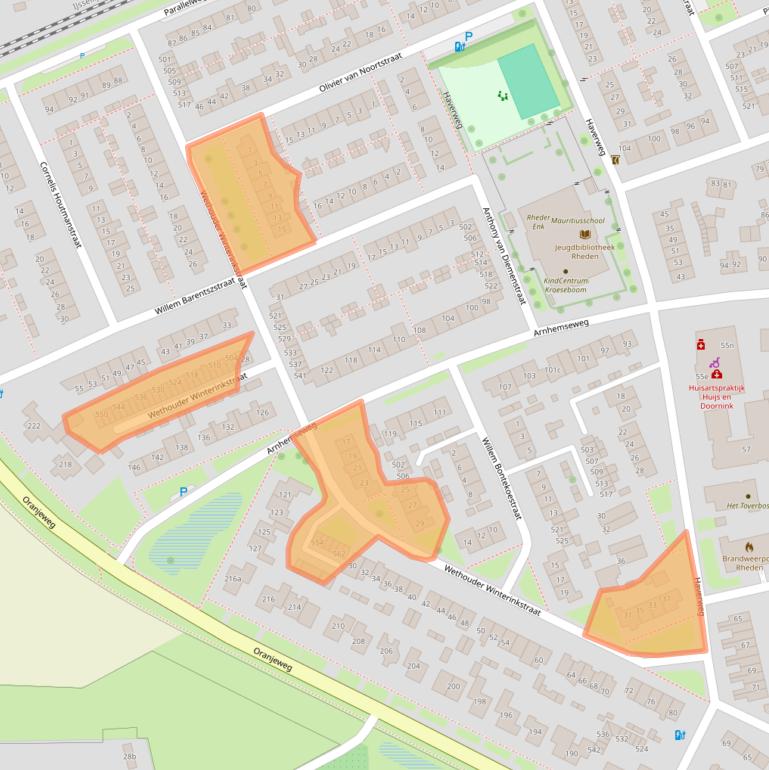 Kaart van postcodegebied 6991BJ.