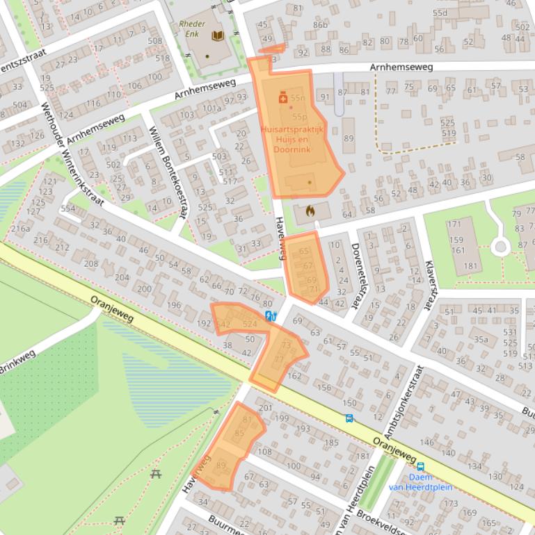 Kaart van postcodegebied 6991BR.