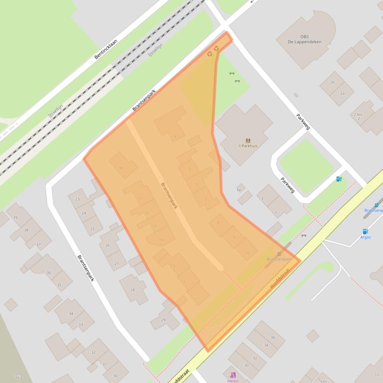 Kaart van postcodegebied 6994AM.