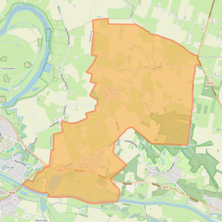 Kaart van postcodegebied 6996.