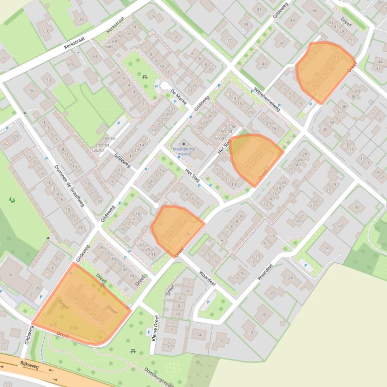 Kaart van postcodegebied 6996BA.