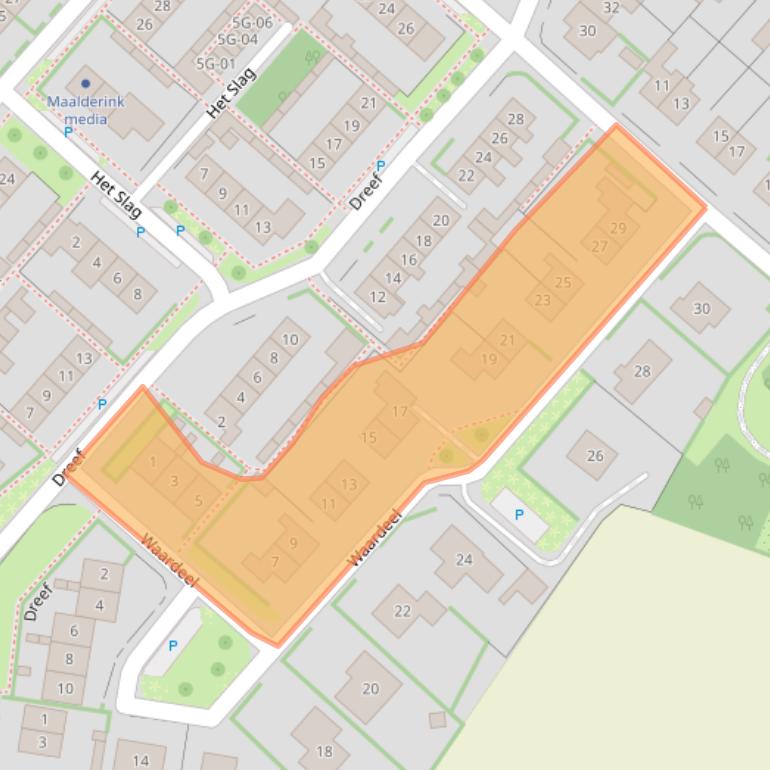 Kaart van postcodegebied 6996BJ.