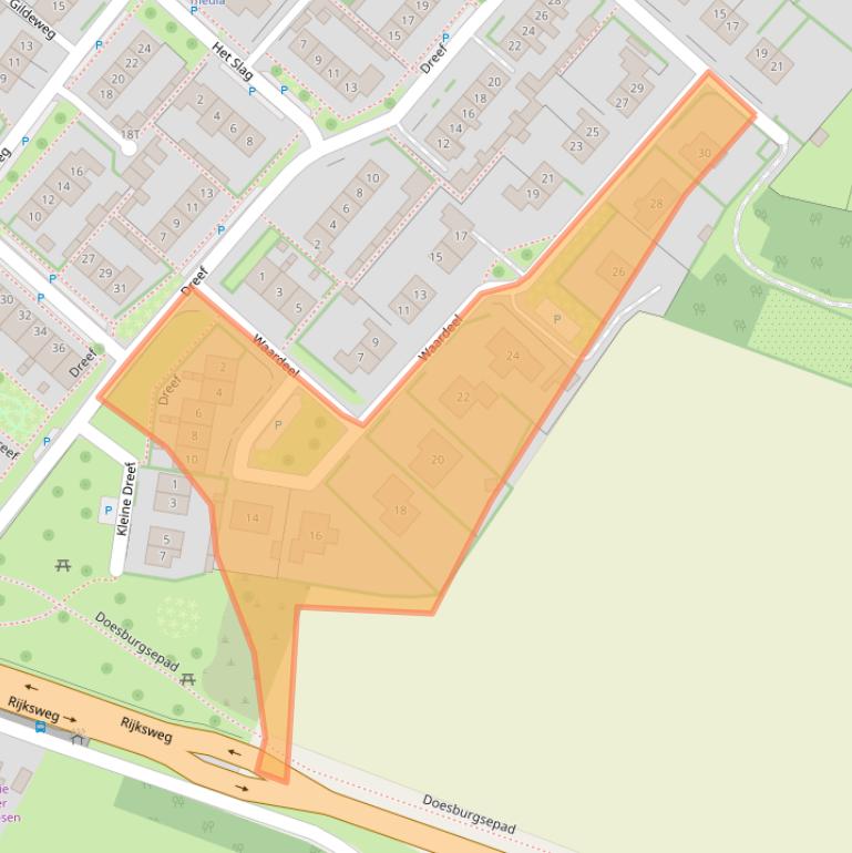 Kaart van postcodegebied 6996BK.