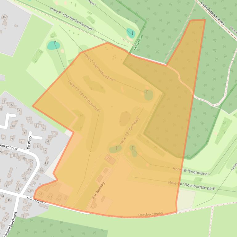 Kaart van postcodegebied 6997AN.
