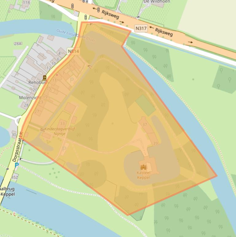 Kaart van postcodegebied 6998AA.